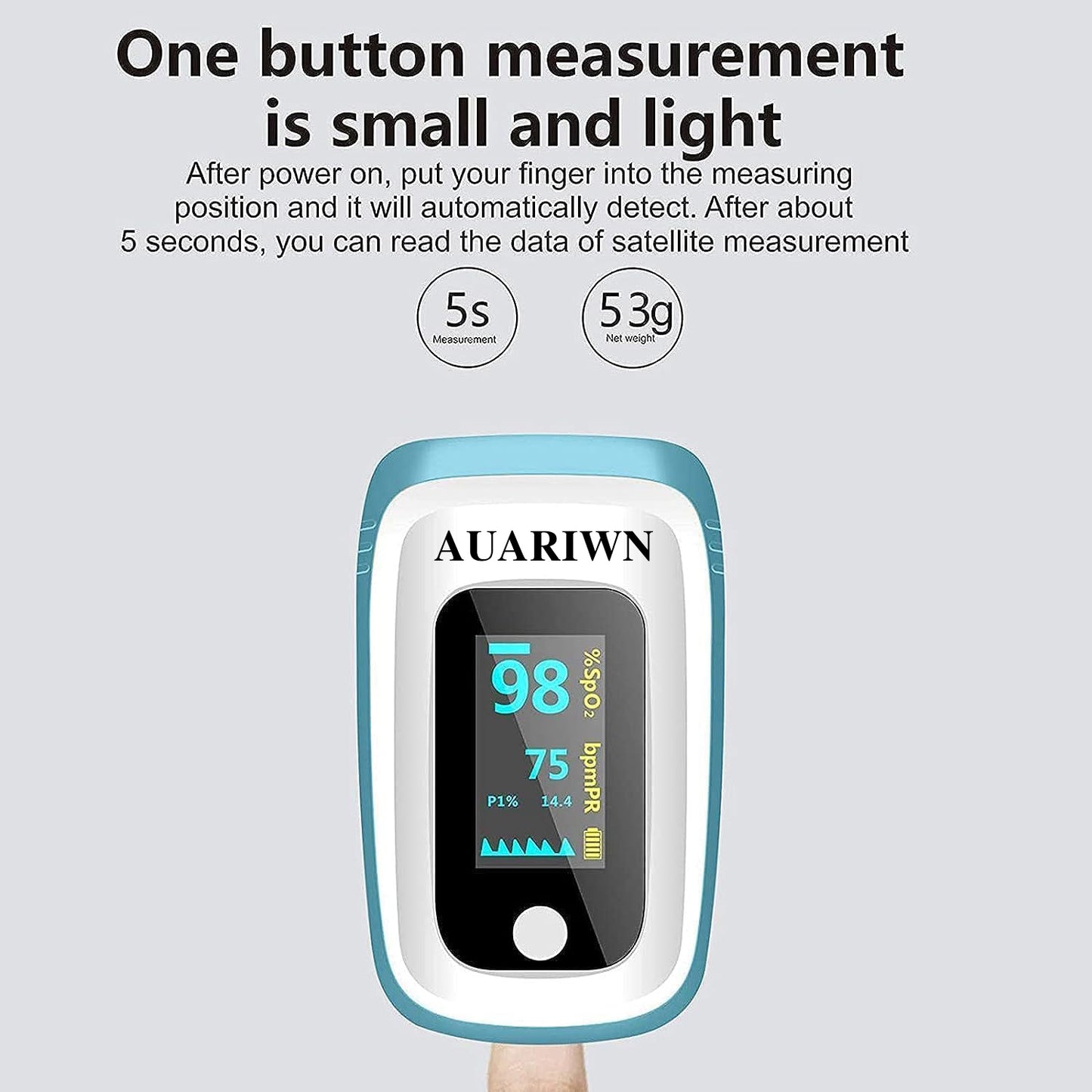 AUARIWN Finger Pulse Oximeter Heart Rate Health Monito with Large Clear OLED Displayr LED Portable Finger Oximeter for Fast